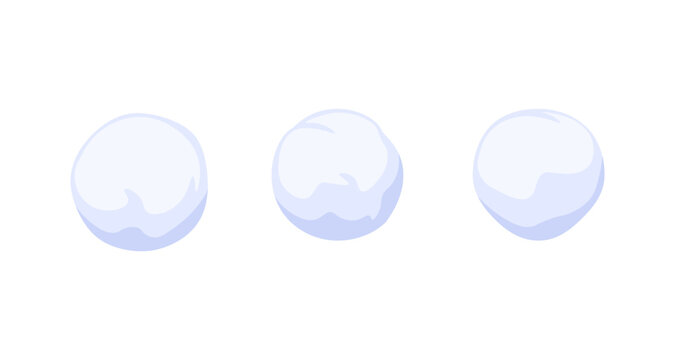 Three snowballs on white background in flat style