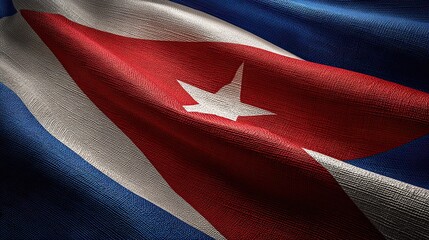 a digitally woven fabric representation of the flag of cuba, prominently displayed against a contrasting background