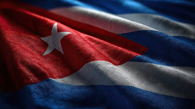 a flag with cuba written across it, superimposed onto a background of a textured surface that resembles fabric, suggesting the appearance of a three dimensional flag