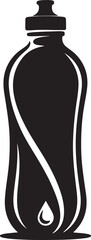 Stylish Black Silhouette of a Water Bottle. A bold, stylized black silhouette of a water bottle.