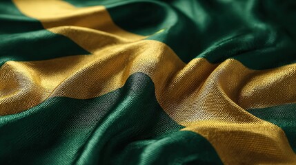 a close up of a flag with its intricate stitching and a blurred background that appears to be a woven fabric