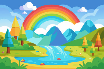 Fototapeta premium landscape with rainbow