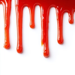 Close up of red liquid dripping down