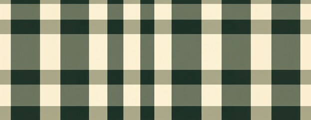 A dark green and cream gingham pattern background tartan design plaid.