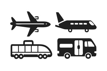 Various transportation vehicles icon set