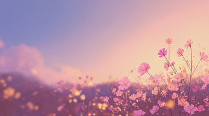 Elegant wedding invitation card background watercolor pictures Natural little a Gerbera flower field in a lifestyle style expressing wonder with pastel floral shades and golden lighting harmony