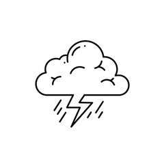 Fototapeta premium Line Art Illustration of a Thundercloud with Lightning Bolts