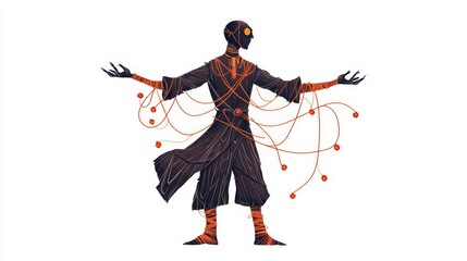 Artistic representation of a figure, adorned with vibrant details and symbolic elements, showcasing creativity and spirit.