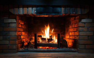 Fototapeta premium a cozy fireplace with flames dancing inside, providing warmth and comfort to the home during cold weather, fireplace,