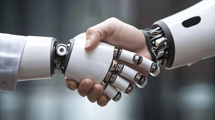 AI robotic arms assisting professionals in various industries, hyper realistic stock photo