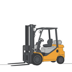 Orange and Gray Forklift Illustration Against White Background