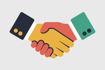 Colorful flat illustration of a business handshake