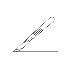 Scalpel on White Background Line Drawing