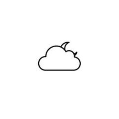 Simple Line Art Cloud and Moon Night Icon