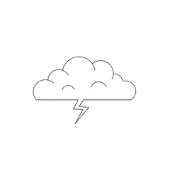 Simple Line Art Cloud with Lightning Bolt Illustration