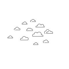 Simple Line Art Clouds Illustration White Background