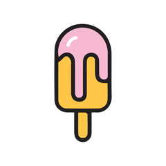 Colorful ice cream popsicle icon flat design illustration