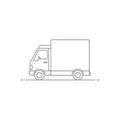 Simple Line Art Illustration of a Delivery Truck