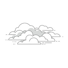 Simple Line Art Illustration of Grey and White Clouds
