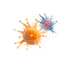 Abstract Representation of Cell Interaction Cancer Cell Destruction