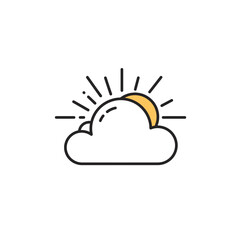 Simple Line Art Sun and Cloud Illustration