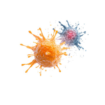 Abstract Representation of Cell Interaction Cancer Cell Destruction