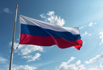 russian flag against blue sky 3d model realist