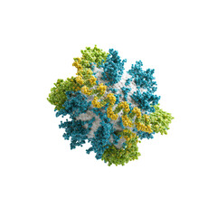 3D Rendering of a Complex Protein Structure with Colorful Amino Acid Chains