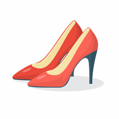 Paire d'escarpins en cuir rouge, talons aiguilles, fond blanc 