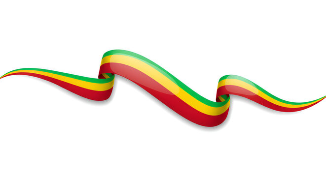 Vibrant rasta colors flowing ribbon design on a clean white background