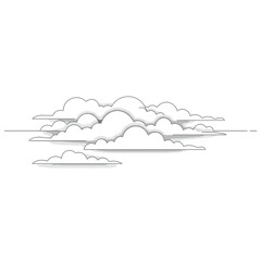 Simple Line Drawing of Clouds and Horizon