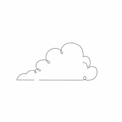 Single Line Cloud Drawing Minimalist White Background