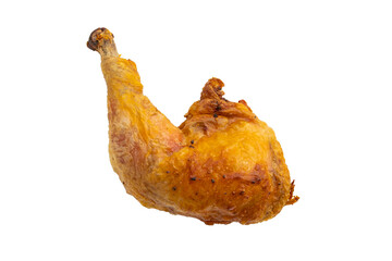 Air fryer Chicken thighs with hips isolated on white background.