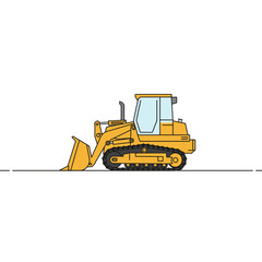 Naklejka premium Yellow Bulldozer Illustration Side View