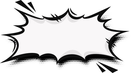Manga speech bubble. Comic frame for text with pop art halftone dotted effect. Balloon chat shape for dialog. Cloud for shock shout and scream action messages. Irregular cartoon decoration