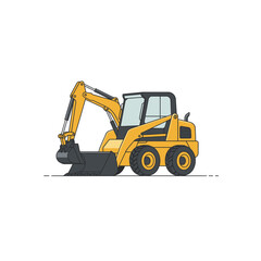 Fototapeta premium Yellow Excavator Illustration on White Background