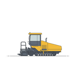 Naklejka premium Yellow Road Paver Machine Illustration