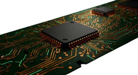 The intricate dance of electrons in a futuristic circuit board powering tomorrow s innovations with close up details and