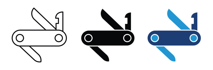 Vector art of swiss army knife vector icon set, pocket tool