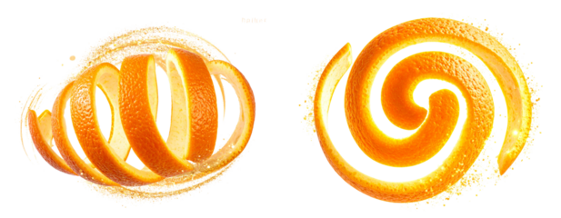 Fantasy Floating Spiral Orange Peel with Golden Glow