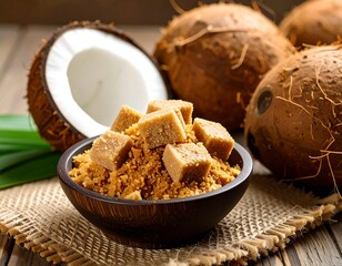 Fototapeta premium Coconut candy cubes in a bowl