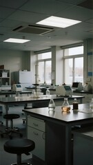 Modern Laboratory with Workstations and Scientific Equipment