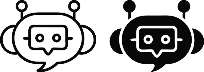 Chatbot Icon, Robot Chat Symbol, AI Assistant Vector, Artificial Intelligence Communication Illustration