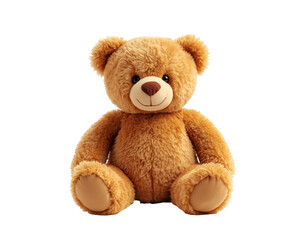 Charming brown teddy bear sitting isolated on a seamless backdrop, perfect for kids rooms