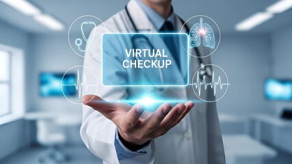 Futuristic healthcare professional using advanced digital technology for a remote patient diagnosis - Powered by Adobe