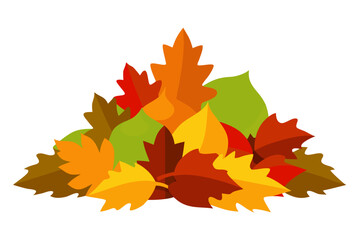 Pile of colorful autumn leaves illustration