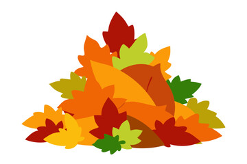 Pile of colorful autumn leaves illustration