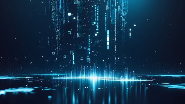 Digital Data Stream Descending Into Futuristic Network Foundation Abstract - Powered by Adobe