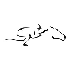 Elegant Line Art of Horse and Jockey A Stunning Equestrian Illustration