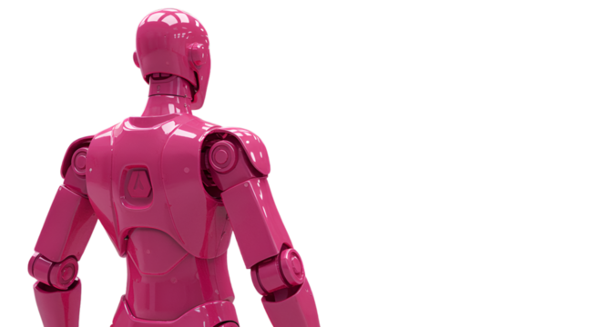 A futuristic pink robot standing guard sentinel of tomorrow its metallic skin gleaming under the studio lighting against